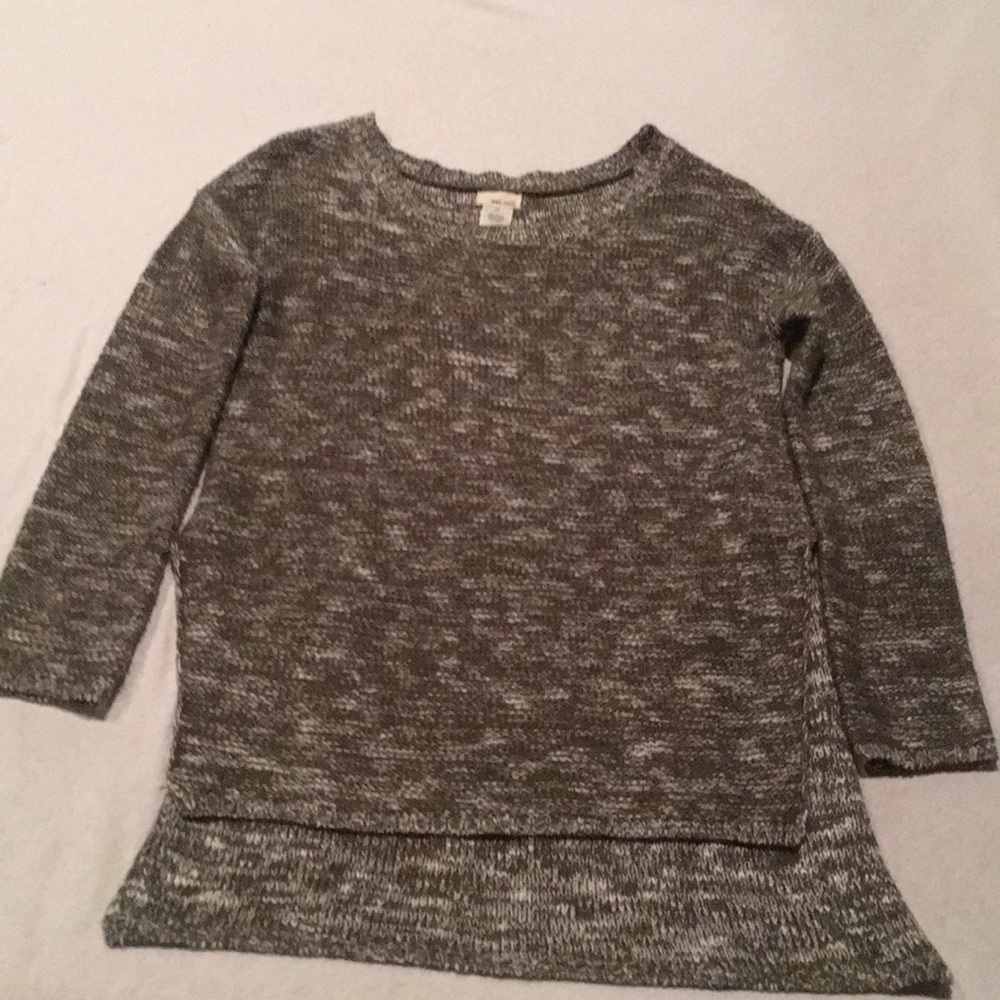 Army green and white sweater